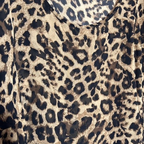 Torrid Side Cinch Leopard Print Semi-Sheer Pullover Top in Brown/Black -Sz - 2X - Picture 3 of 6